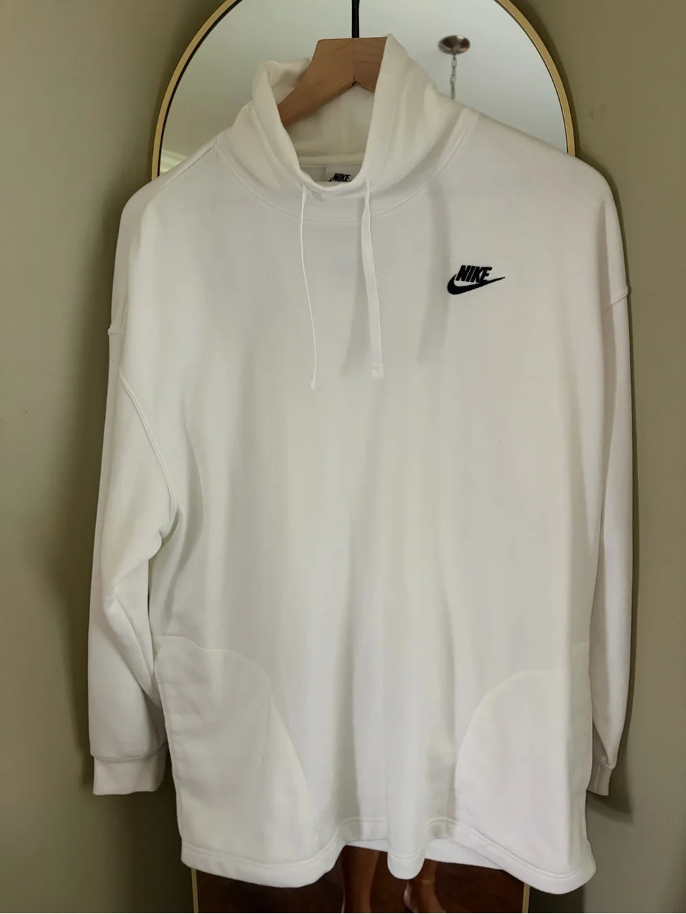 Nike Men’s White Crewneck Pullover with Black Swoosh